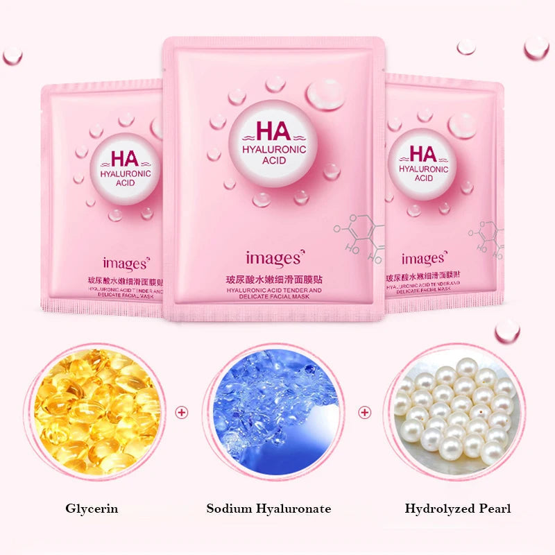 15pcs IMAGES Hyaluronic Acid Face Mask Moisturizing Acne Treatment Oil Control Anti Aging Facial Mask Women Skincare Sheet Masks-Health Wisdom™