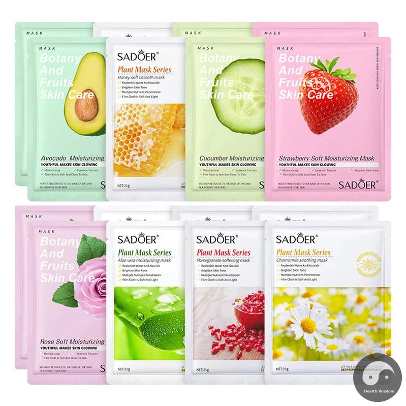 16pcs Beauty Skin Care Face Mask skincare Aloe Avocado Seaweed Anti-aging Moisturizing Facial Masks Korean Skin Care Products-Health Wisdom™