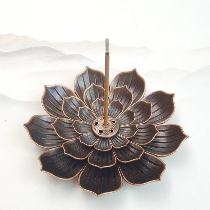 1Piece Multi Holes Lotus 2.5mm Incense Stick Holder Home Decor Red Bronze Censer-Health Wisdom™