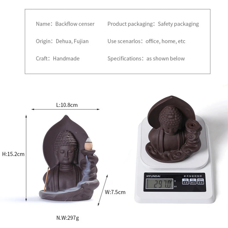 1pc Backflow Incense Burner Auspicious Clouds Buddha Purple Clay Backflow Incense Burner Incense Burner Holder (Without Incense）-Health Wisdom™