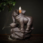1pc, Backflow Incense Burner Elephant God Emblem Auspicious and Success Ceramic Cone Censer Burner Home Decor (Without Incense)-Health Wisdom™