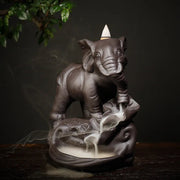 1pc, Backflow Incense Burner Elephant God Emblem Auspicious and Success Ceramic Cone Censer Burner Home Decor (Without Incense)-Health Wisdom™