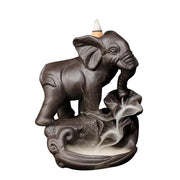 1pc, Backflow Incense Burner Elephant God Emblem Auspicious and Success Ceramic Cone Censer Burner Home Decor (Without Incense)-Health Wisdom™