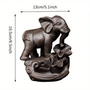 1pc, Backflow Incense Burner Elephant God Emblem Auspicious and Success Ceramic Cone Censer Burner Home Decor (Without Incense)-Health Wisdom™