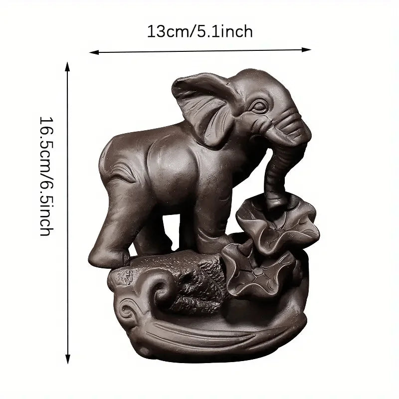 1pc, Backflow Incense Burner Elephant God Emblem Auspicious and Success Ceramic Cone Censer Burner Home Decor (Without Incense)-Health Wisdom™