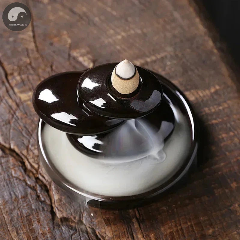 1pc Backflow Incense Holder, Backflow Incense Cone Ceramic Burner Handcrafted Porcelain Censer Inscent Cones Stand, Incense Free-Health Wisdom™