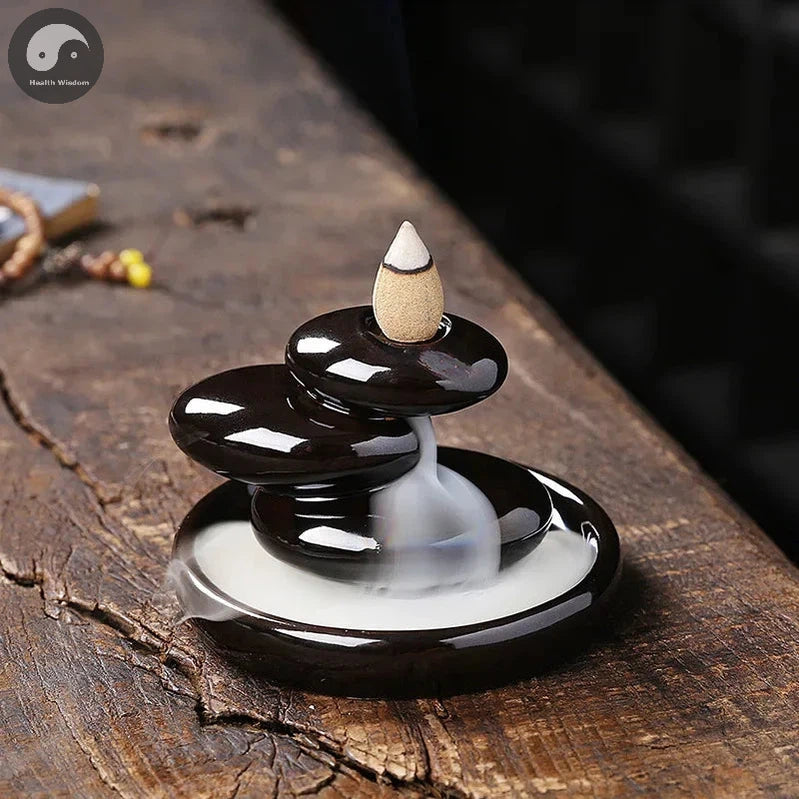 1pc Backflow Incense Holder, Backflow Incense Cone Ceramic Burner Handcrafted Porcelain Censer Inscent Cones Stand, Incense Free-Health Wisdom™