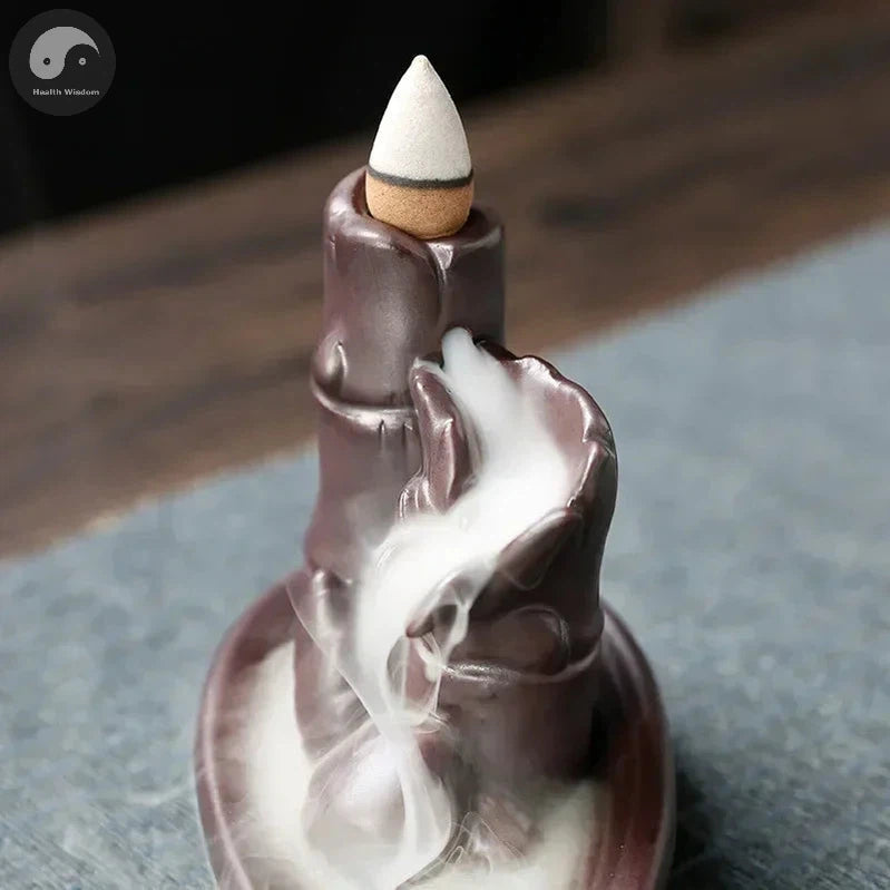 1pc, Bamboo Boat Purple Clay Handicrafts Sandalwood Waterfall Backflow Incense Burner Incense Holder Censer Home Ornament Decor-Health Wisdom™