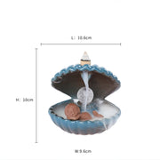 1pc Blue Shell Pearl Incense Burner Home Decor for Living Room Pearl In Shell with LED Light Desktop Mermaid Incense Burner-Health Wisdom™