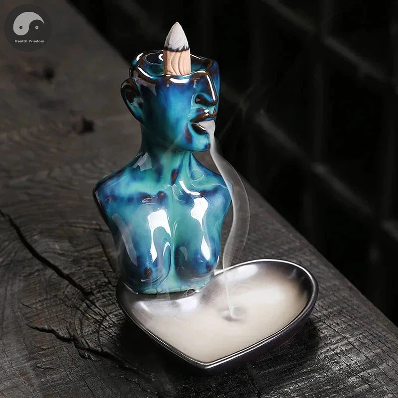 1pc, Body Art Ceramic Handicrafts Home Decorate Backflow Incense Burner Incense Censer (Without Incense)-Health Wisdom™