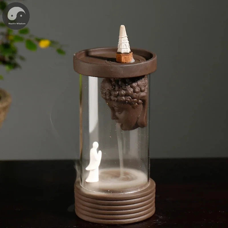 1pc, Buddha Monk Backflow Incense Burner Windproof Incense Holder Censer Aromatherapy Diffuser Creative Ornament Home Zen Decar-Health Wisdom™
