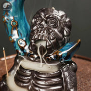 1pc Ceramic Backflow Incense Burner, Creative Moon and Halloween Skull Head Backflow Incense Holder Home Decor (Without Incense)-Health Wisdom™