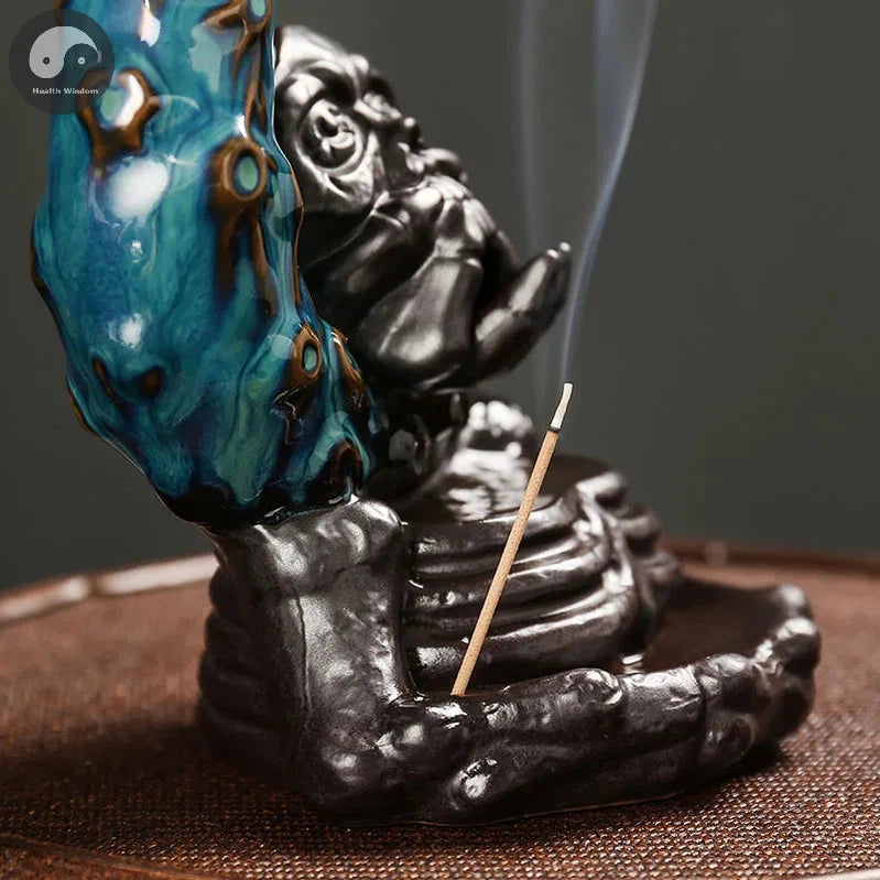 1pc Ceramic Backflow Incense Burner, Creative Moon and Halloween Skull Head Backflow Incense Holder Home Decor (Without Incense)-Health Wisdom™