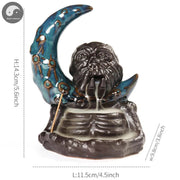 1pc Ceramic Backflow Incense Burner, Creative Moon and Halloween Skull Head Backflow Incense Holder Home Decor (Without Incense)-Health Wisdom™