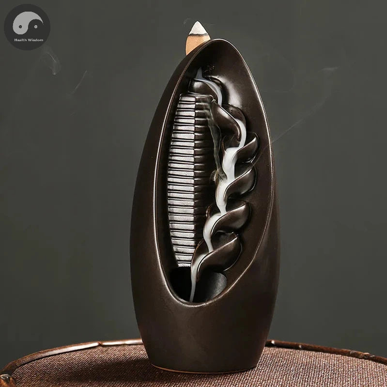 1pc, Ceramic Backflow Incense Burner Incense Burner for Home Office Decor Yoga Aromatherapy Creative Home Gift (Without Incense)-Health Wisdom™