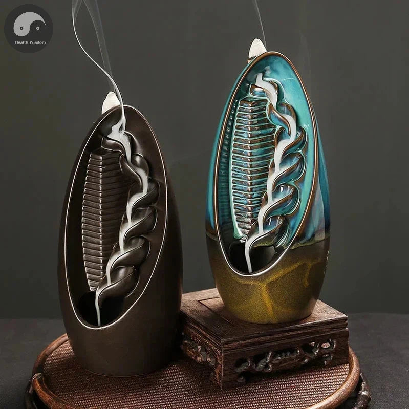 1pc, Ceramic Backflow Incense Burner Incense Burner for Home Office Decor Yoga Aromatherapy Creative Home Gift (Without Incense)-Health Wisdom™