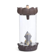 1pc, Ceramic Backflow Incense Burner with Monkey King Figurine and Acrylic Windproof Cover Home Decorations (Without Incense）-Health Wisdom™