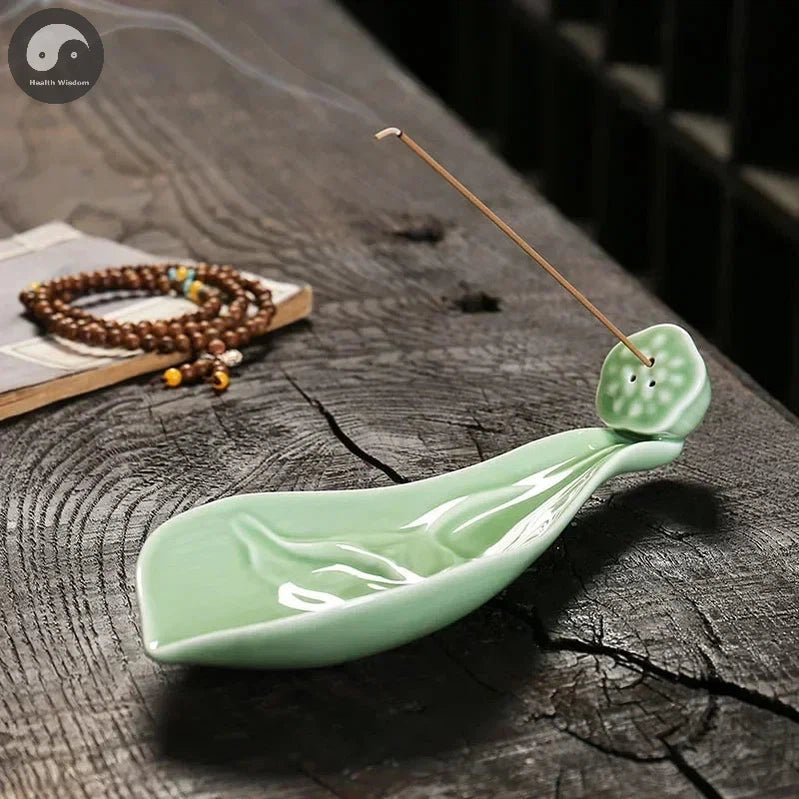 1pc, Ceramic Censer Handicraft Home Ornaments Incense Burner Lotus Incense Stick Holder (Without Incense)-Health Wisdom™