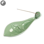 1pc, Ceramic Censer Handicraft Home Ornaments Incense Burner Lotus Incense Stick Holder (Without Incense)-Health Wisdom™