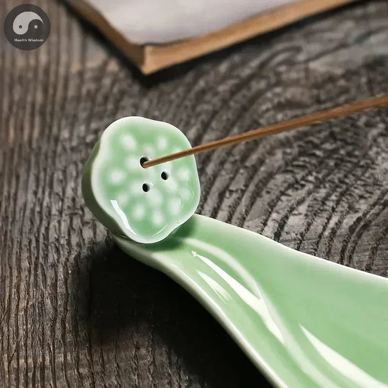 1pc, Ceramic Censer Handicraft Home Ornaments Incense Burner Lotus Incense Stick Holder (Without Incense)-Health Wisdom™