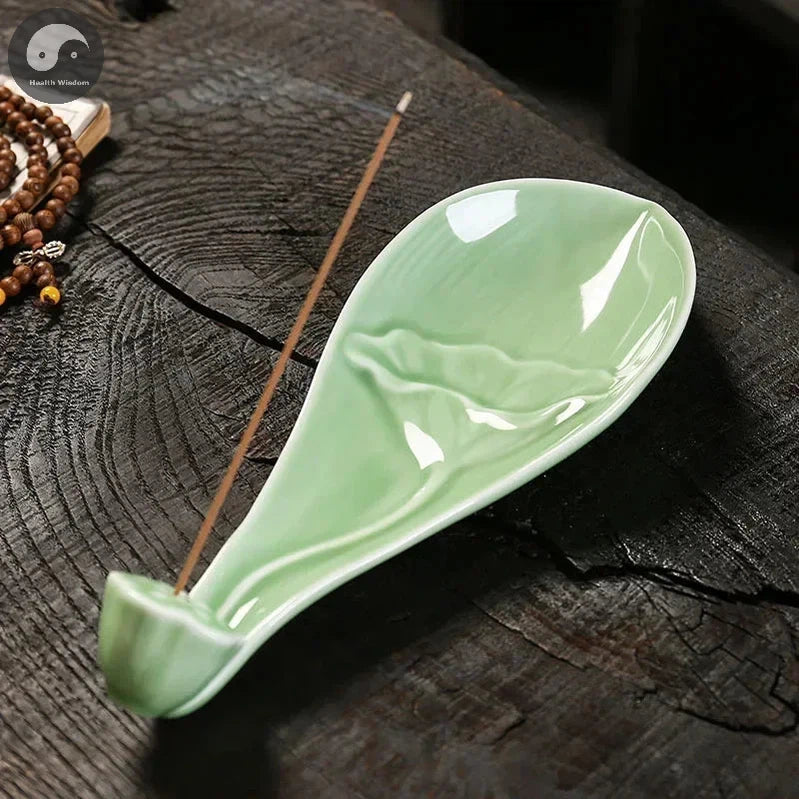 1pc, Ceramic Censer Handicraft Home Ornaments Incense Burner Lotus Incense Stick Holder (Without Incense)-Health Wisdom™
