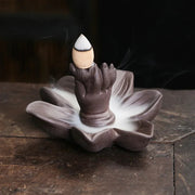1pc, Ceramic Handicraft Buddha Hand Backflow Incense Burner Incense Stick Holder Lotus Censer Office Tea House Decorate-Health Wisdom™