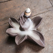 1pc, Ceramic Handicraft Buddha Hand Backflow Incense Burner Incense Stick Holder Lotus Censer Office Tea House Decorate-Health Wisdom™