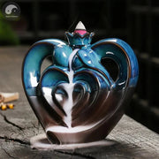 1pc, Ceramic Handicraft Home Ornaments Heart Waterfall Backflow Incense Burner (Without Incense)-Health Wisdom™