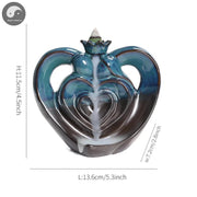 1pc, Ceramic Handicraft Home Ornaments Heart Waterfall Backflow Incense Burner (Without Incense)-Health Wisdom™