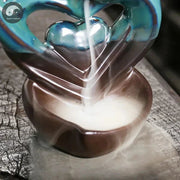 1pc, Ceramic Handicraft Home Ornaments Lover Heart Waterfall Backflow Incense Burner (Without Incense)-Health Wisdom™