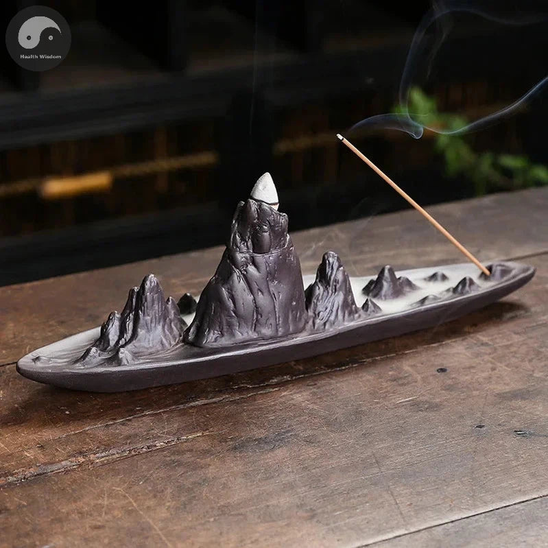 1pc, Ceramic Handicrafts Landscape Mountain Backflow Incense Burner Incense Stick Holder Censer Home Ornament Decor Zen Decor-Health Wisdom™