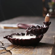 1pc, Ceramic Handicrafts Lotus Waterfall Backflow Incense Burner Incense Holder Censer Home Ornament Decor Tea Pet (No Incense)-Health Wisdom™