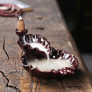 1pc, Ceramic Handicrafts Lotus Waterfall Backflow Incense Burner Incense Holder Censer Home Ornament Decor Tea Pet (No Incense)-Health Wisdom™