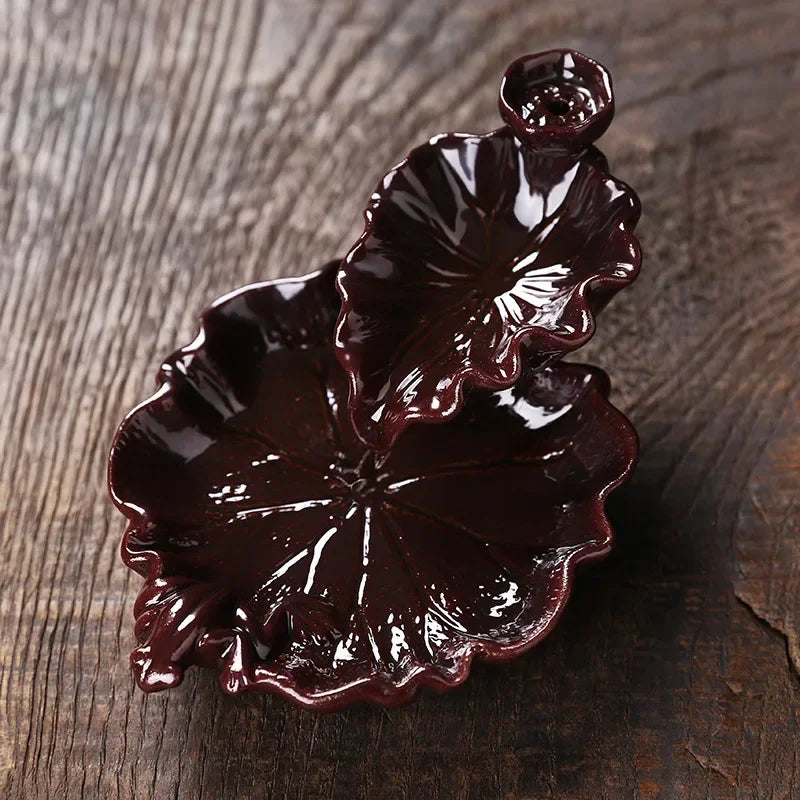 1pc, Ceramic Handicrafts Lotus Waterfall Backflow Incense Burner Incense Holder Censer Home Ornament Decor Tea Pet (No Incense)-Health Wisdom™
