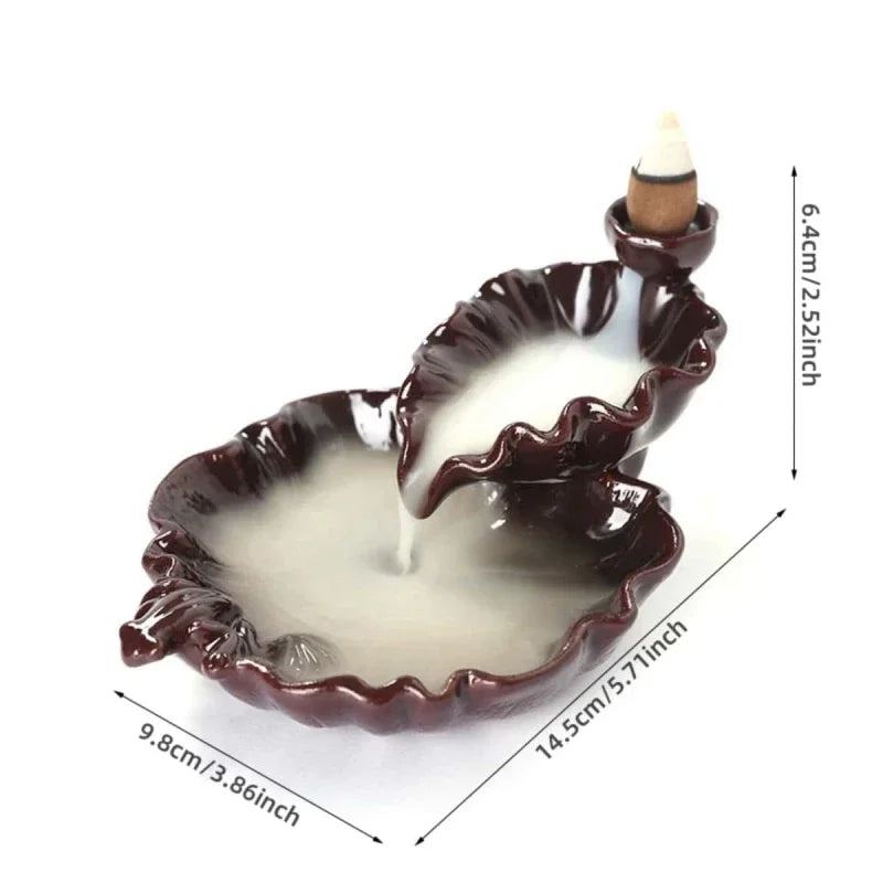 1pc, Ceramic Handicrafts Lotus Waterfall Backflow Incense Burner Incense Holder Censer Home Ornament Decor Tea Pet (No Incense)-Health Wisdom™