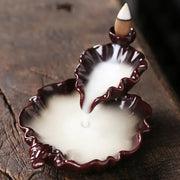 1pc, Ceramic Handicrafts Lotus Waterfall Backflow Incense Burner Incense Holder Censer Home Ornament Decor Tea Pet (No Incense)-Health Wisdom™