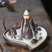 1pc Ceramic Handicrafts Loving Heart Landscape Home Decor Ornaments Waterfall Backflow Incense Burner Purple Clay Incense Censer-Health Wisdom™