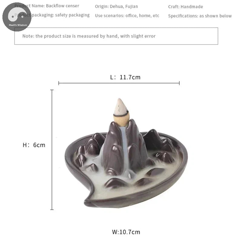 1pc Ceramic Handicrafts Loving Heart Landscape Home Decor Ornaments Waterfall Backflow Incense Burner Purple Clay Incense Censer-Health Wisdom™