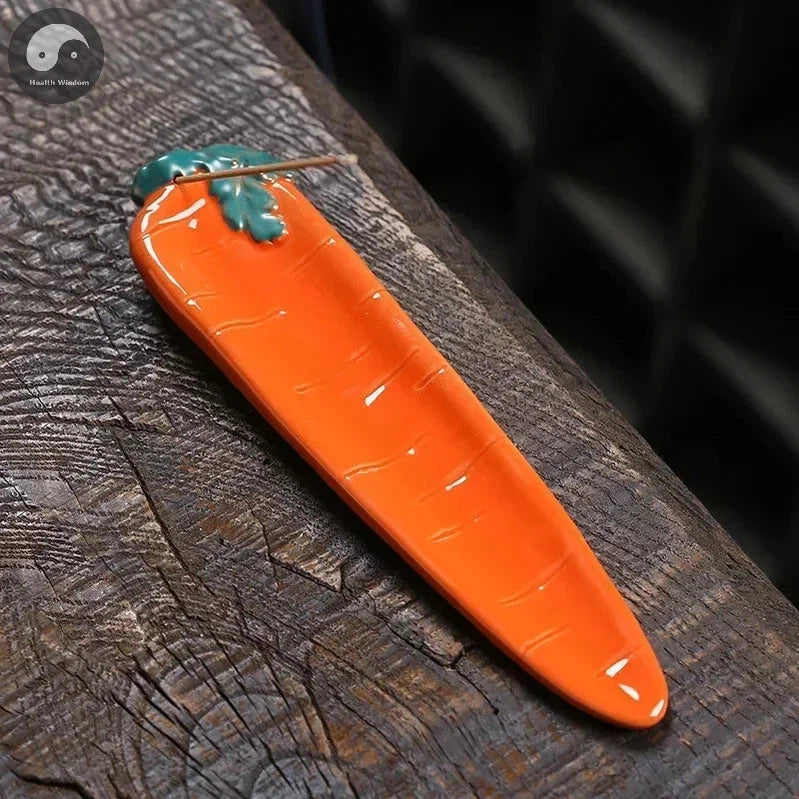 1pc Ceramic Incense Stick Holder Carrot Incense Burner Creative Aromatherapy Ornament Yoga Meditation Spa Home Living Room Decor-Health Wisdom™