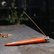 1pc Ceramic Incense Stick Holder Carrot Incense Burner Creative Aromatherapy Ornament Yoga Meditation Spa Home Living Room Decor-Health Wisdom™