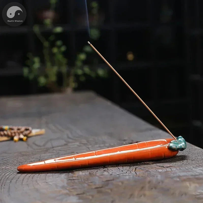 1pc Ceramic Incense Stick Holder Carrot Incense Burner Creative Aromatherapy Ornament Yoga Meditation Spa Home Living Room Decor-Health Wisdom™