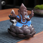 1pc, Ceramic Lotus Indian Ganesha Elephant God Buddha Statues Backflow Incense Burner Buddha Incense Hold Home Decor Tea Pet-Health Wisdom™