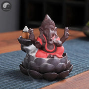 1pc, Ceramic Lotus Indian Ganesha Elephant God Buddha Statues Backflow Incense Burner Buddha Incense Hold Home Decor Tea Pet-Health Wisdom™