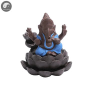 1pc, Ceramic Lotus Indian Ganesha Elephant God Buddha Statues Backflow Incense Burner Buddha Incense Hold Home Decor Tea Pet-Health Wisdom™