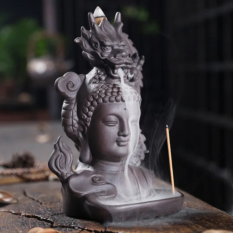 1pc Ceramic Waterfall Incense Burner, Dragon Backflow Incense Burner, Catcher Holder,Home Decor Creative Home Aromatherapy Gift-Health Wisdom™