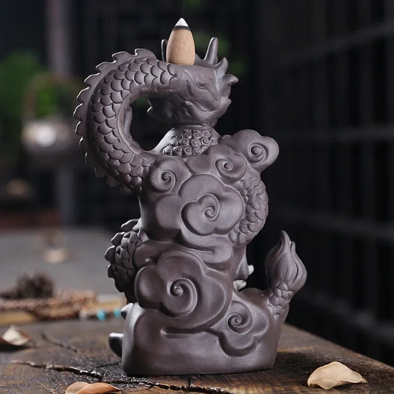1pc Ceramic Waterfall Incense Burner, Dragon Backflow Incense Burner, Catcher Holder,Home Decor Creative Home Aromatherapy Gift-Health Wisdom™