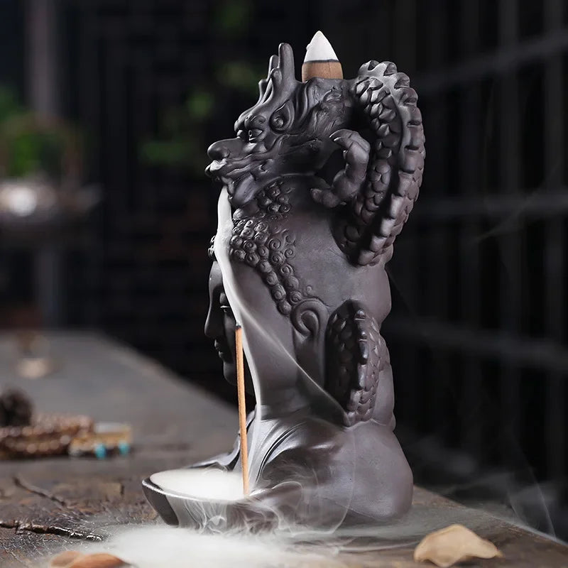 1pc Ceramic Waterfall Incense Burner, Dragon Backflow Incense Burner, Catcher Holder,Home Decor Creative Home Aromatherapy Gift-Health Wisdom™
