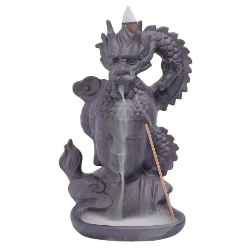 1pc Ceramic Waterfall Incense Burner, Dragon Backflow Incense Burner, Catcher Holder,Home Decor Creative Home Aromatherapy Gift-Health Wisdom™