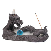 1pc Ceramic Waterfall Incense Burner, Vintage Dragon Backflow Incense Burner, Household Burner Catcher Holder (Without Incense）-Health Wisdom™
