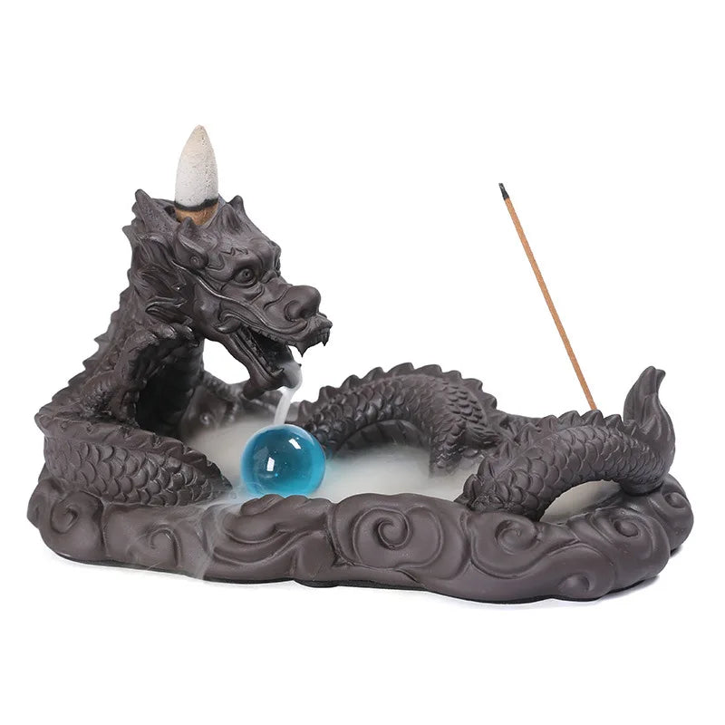1pc Ceramic Waterfall Incense Burner, Vintage Dragon Backflow Incense Burner, Household Burner Catcher Holder (Without Incense）-Health Wisdom™